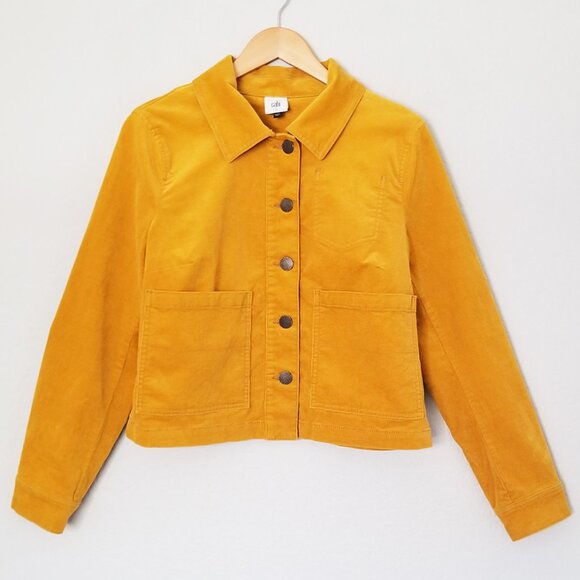 Cabi 3909 Citizen Jacket S Micro Corduroy Cord Marigold Mustard Yellow Pockets - Picture 6 of 16